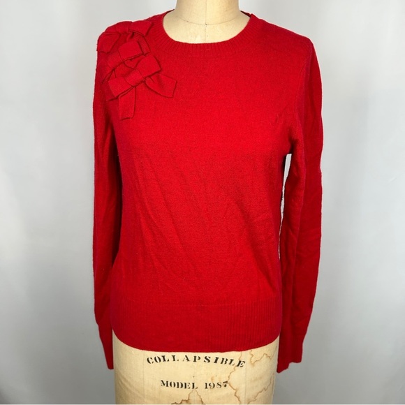 Juicy Couture Wool Cashmere Red Bow Accent Sweater Size Large - Picture 3 of 14